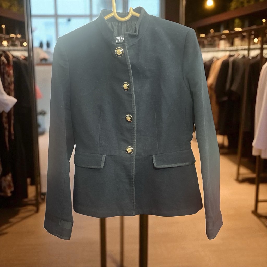 Zara Black Women's Jacket Very Classy Nwt Ptp 16 Length 21 1/2